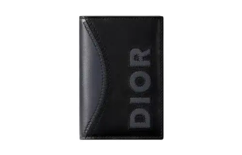 DIOR Calfskin Card Holder Men's Black