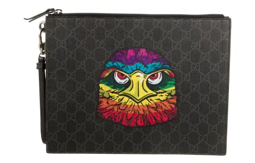 GUCCI Canvas Clutch Men's Black