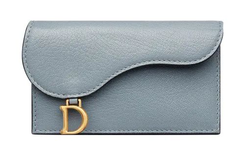 DIOR Goatskin Card Holder Women's Cloud Blue