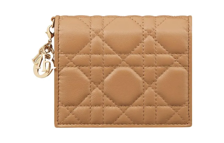 DIOR Lady Dior Sheepskin Wallet Mini Women's Brown