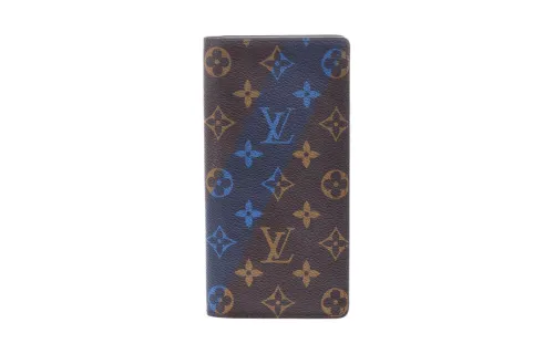 LOUIS VUITTON Brazza Canvas Wallet Regular Men's Brown & Blue