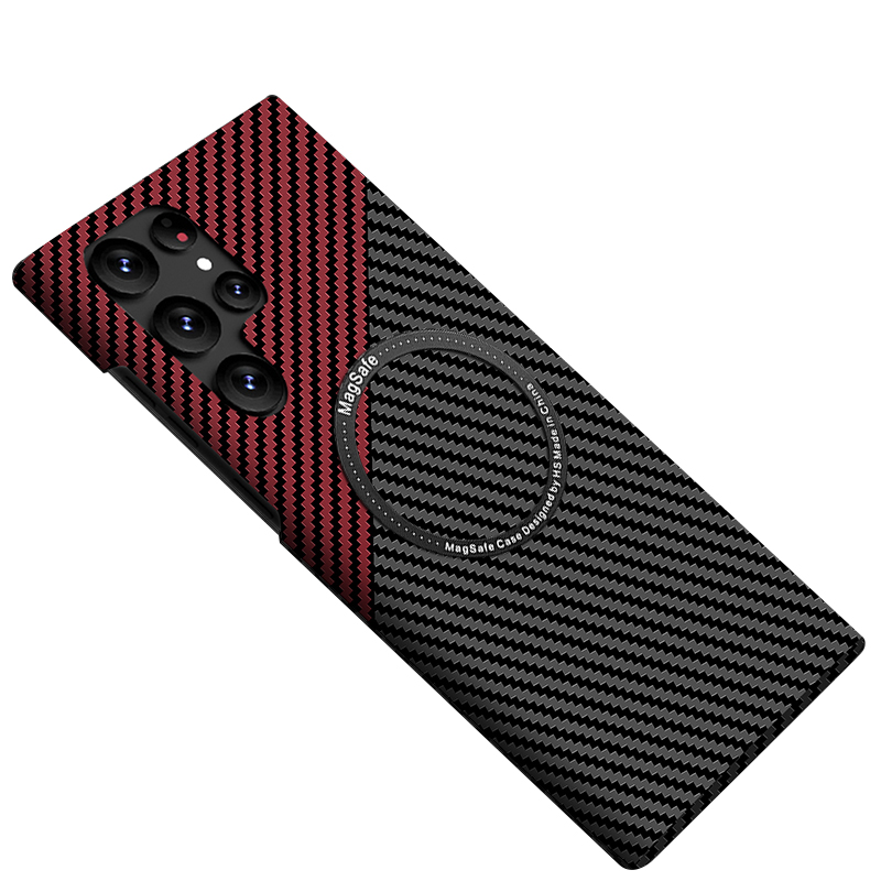 Baohuguang PC material, magnetic carbon fiber pattern, great feel and good looks, mobile phone case, suitable for GalaxyS23+/s22ultral/s21, business trend, cool minimalist style, light luxury style plaid