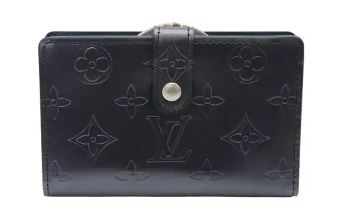 LOUIS VUITTON Leather Wallet Women's Black