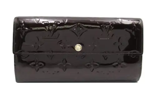 LOUIS VUITTON Patent Leather, Cow Leather Wallet Women's Dark Red