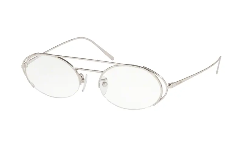 PRADA Titanium Aviator Eyeglass Frames Unisex Silver