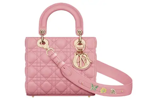 DIOR Lady Dior Sheepskin Handbag, Shoulder Bag, Crossbody Bag, Handbag Small Women's Peach Pink