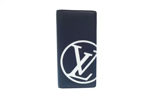 LOUIS VUITTON Cow Leather Wallet Men's Marine Blue