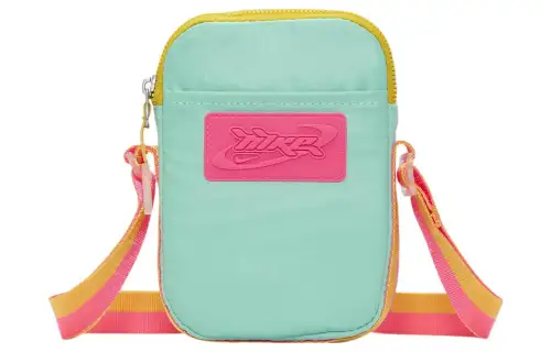 Nike Fabric Shoulder Bag, Crossbody Bag Regular Unisex Emerald Green & Transparent Pink