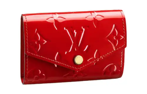 LOUIS VUITTON Monogram Vernis Leather Wallet Key Pouch Women's Red