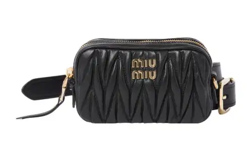 MIU MIU Matelassé Leather Fanny Pack Women's Black