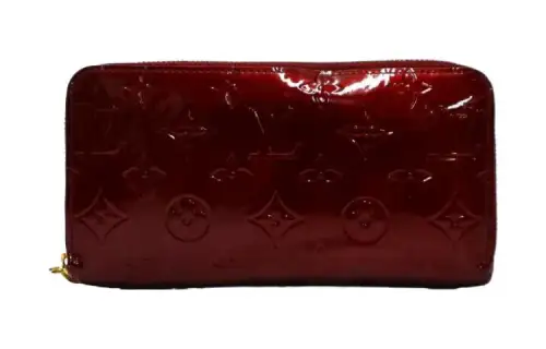 LOUIS VUITTON Patent Leather Wallet Women's Red