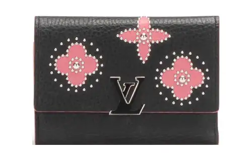 LOUIS VUITTON Capucines Taurillon Leather Wallet Women's Black