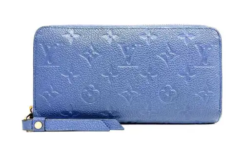 LOUIS VUITTON Zippy Zip Closure Monogram Empreinte Leather Wallet Unisex Blue