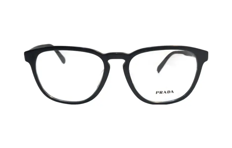 PRADA Plastic Irregular Shape Eyeglass Frames Unisex Black