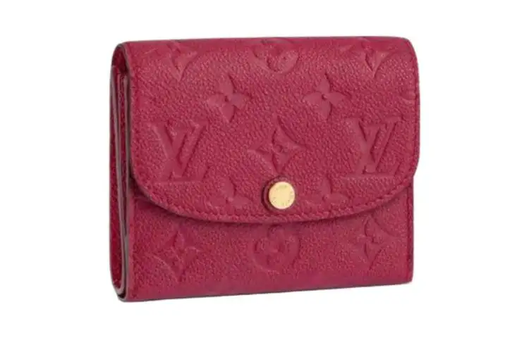 LOUIS VUITTON Monogram Empreinte Embossed Cow Leather Wallet Women's Burgundy