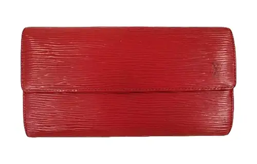 LOUIS VUITTON Leather Wallet Regular Women's Red
