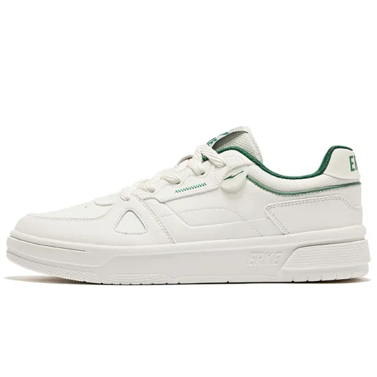 Erke New Start Cushioning Wear-Resistant Low-Top Skateboard Shoes Men's White Green
