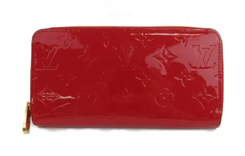 LOUIS VUITTON Zippy Zip Closure Leather Wallet Regular Women's Red