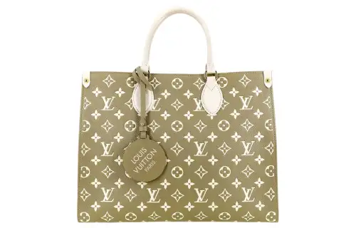 LOUIS VUITTON Onthego Mm Khaki Green/Beige/Cream