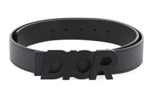 DIOR Cow Leather Belts Men's Black Width 3.5cm