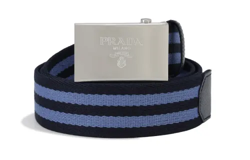 PRADA Fabric Belts Men's Blue Width 3.5cm