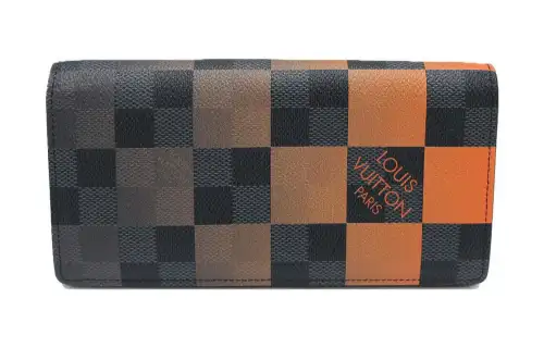 LOUIS VUITTON Leather Wallet Women's Volcano Orange