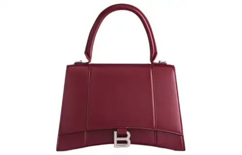 Balenciaga Hourglass Cow Leather Hourglass Bag, Shoulder Bag, Crossbody Bag, Handbag Medium Unisex Burgundy