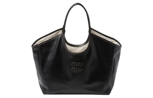 MIU MIU Leather Tote Bag, Shopping Bag, Handbag Women's Black