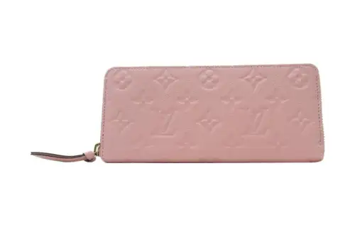 LOUIS VUITTON Leather Wallet Women's Pink