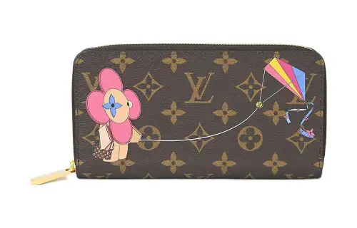 LOUIS VUITTON Zip Closure Canvas Wallet Unisex Brown