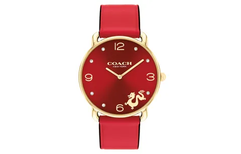 COACH Wrist Watches Quartz Movement Leather Strap Red Watch Dial Women's Watch