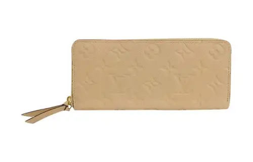 LOUIS VUITTON Grain Embossed Cow Leather Clutch Wallet Men's Sand Beige Yellow