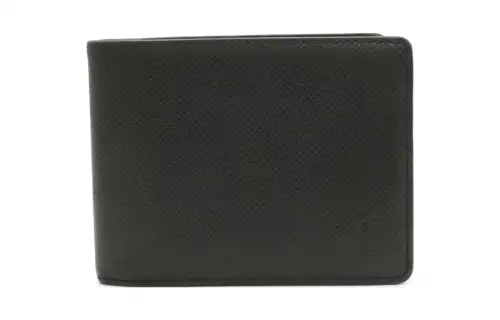 LOUIS VUITTON Calfskin Wallet Unisex Black