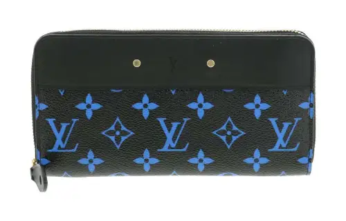 LOUIS VUITTON Canvas With Leather Wallet Unisex Blue & Black