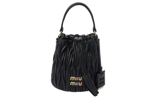 MIU MIU Nappa Leather Bucket Bag, Handbag, Shoulder Bag, Crossbody Bag Women's Black