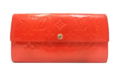 LOUIS VUITTON Monogram Vernis Leather Wallet Women's Orange Sunset
