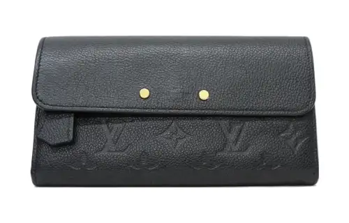 LOUIS VUITTON Pont Leather Wallet Regular Unisex Black