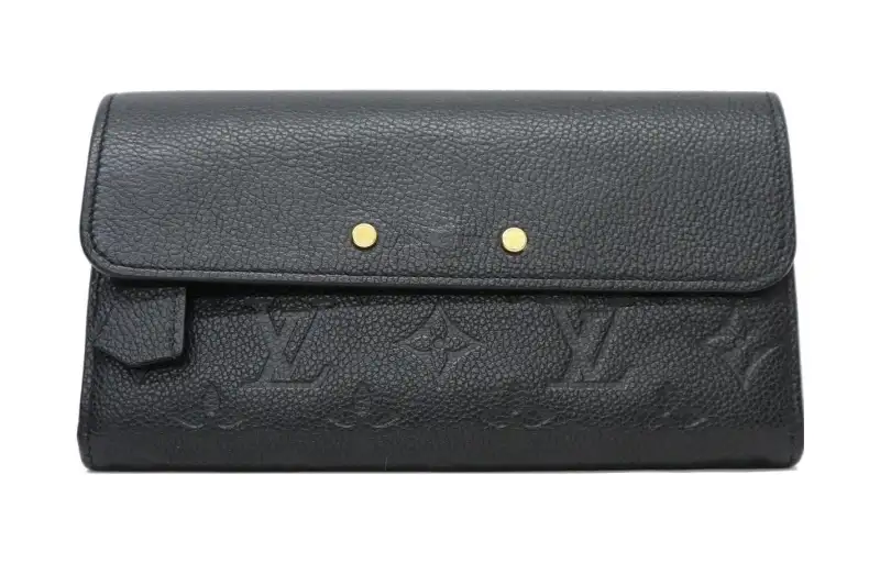 LOUIS VUITTON Pont Leather Wallet Regular Unisex Black