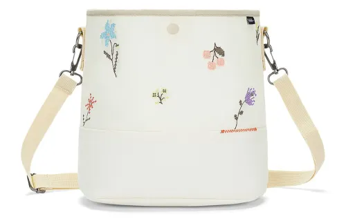 Vans Cotton Canvas Bucket Bag, Shoulder Bag, Crossbody Bag Regular Women's Ecru