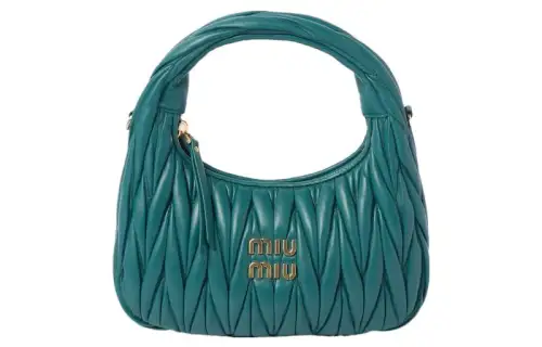 MIU MIU Wander Nappa Leather Hobo Bag, Shoulder Bag, Crossbody Bag, Handbag Mini Women's Lagoon Blue