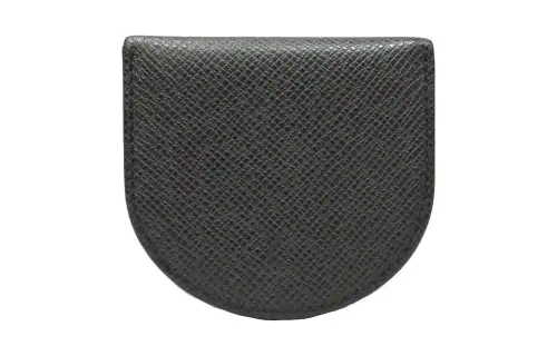LOUIS VUITTON Taiga Leather Coin Purse Wallet Unisex Black