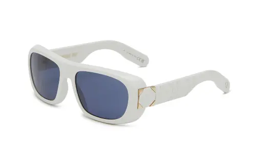 DIOR Plate Frame Irregular Shape Sunglasses Unisex White
