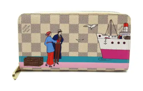 LOUIS VUITTON Zip Closure PVC Coated Canvas Wallet Unisex Multicolor