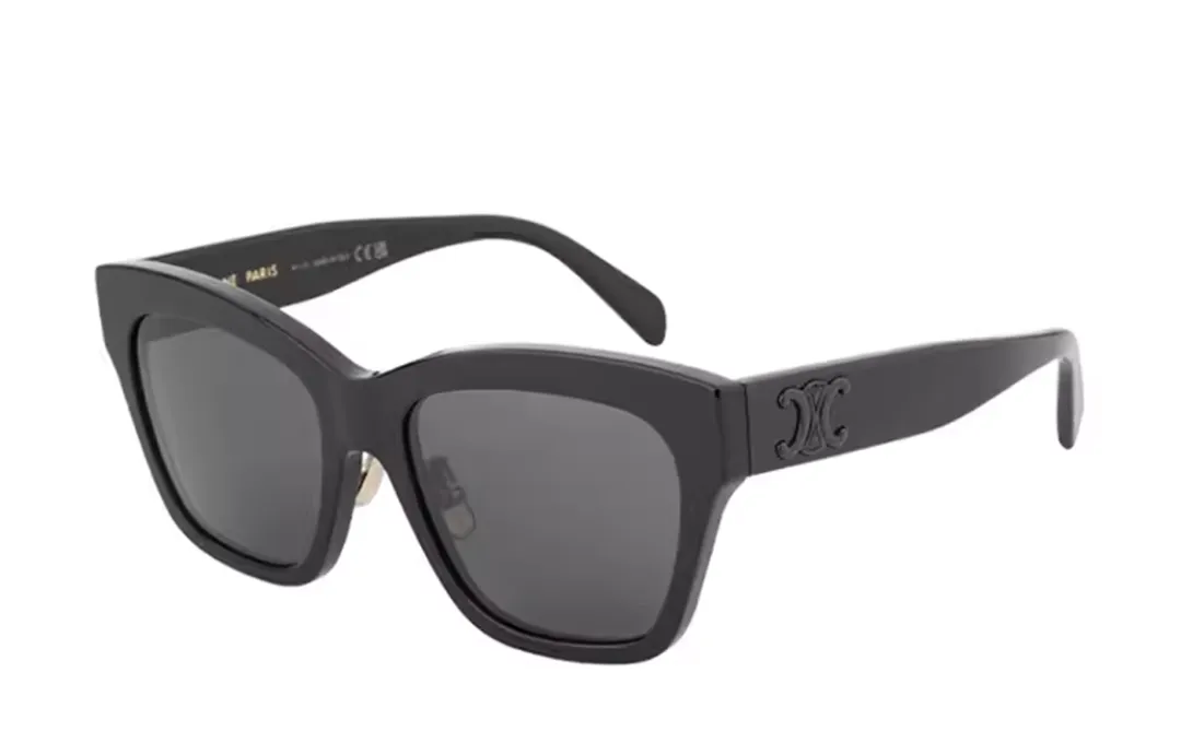 CELINE Plate Frame Irregular Shape Sunglasses Women's Black