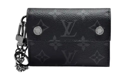 LOUIS VUITTON Monogram Canvas With Cow Leather Wallet Women's Black