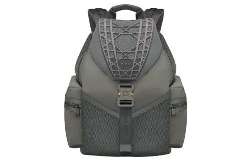DIOR Cow Leather With Nylon Backpack Men's Blue Gray