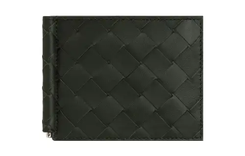 Bottega Veneta Cow Leather Wallet Regular Men's Dark Green & Mud Brown