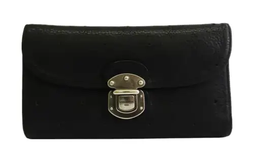 LOUIS VUITTON Leather Wallet Women's Black