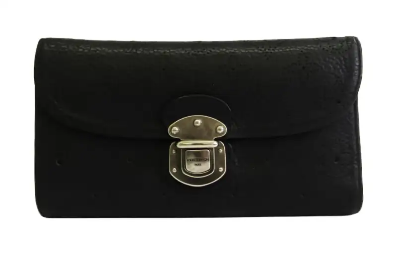 LOUIS VUITTON Leather Wallet Women's Black