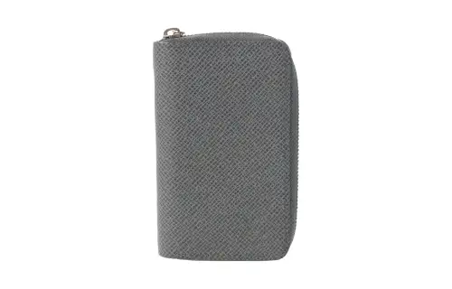 LOUIS VUITTON Zip Closure Leather Coin Purse Wallet Unisex Gray